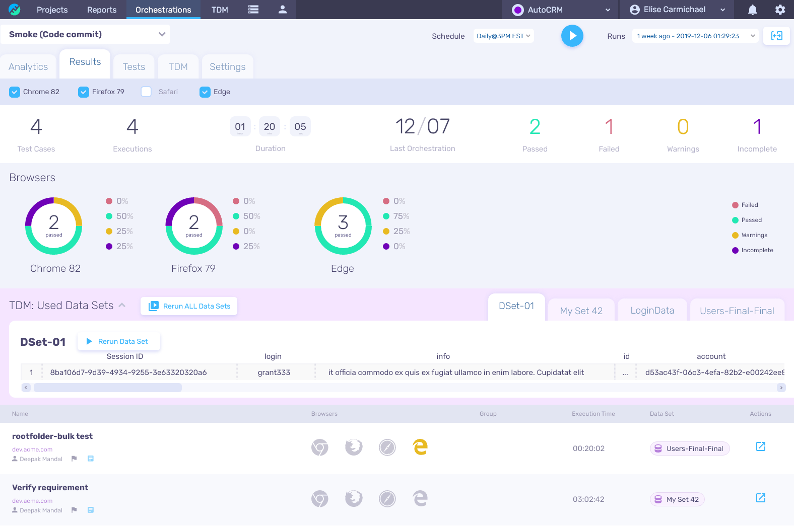 Functionize app - orchestration reporting