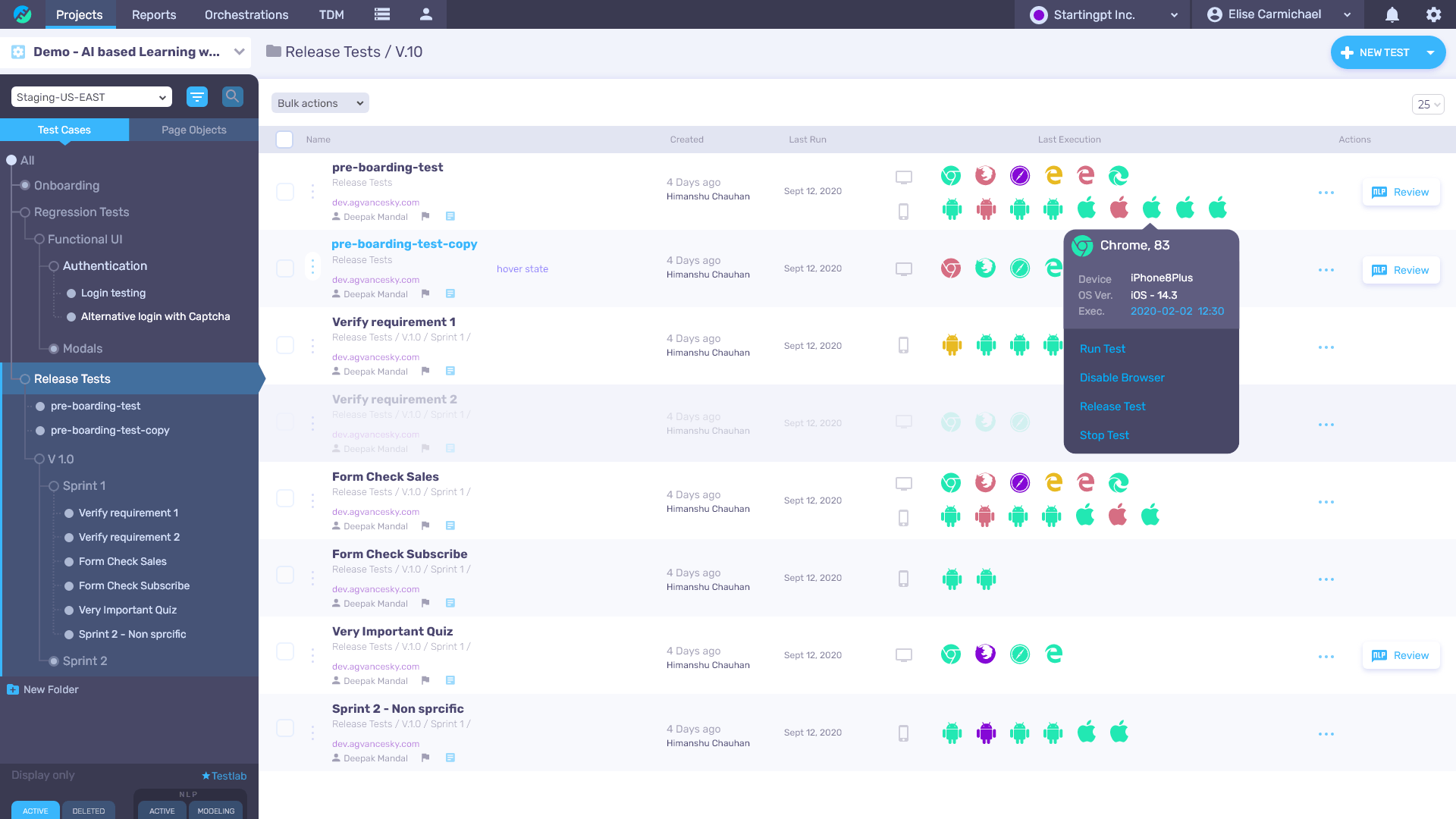 Functionize app - Stay in complete control of your smart tests