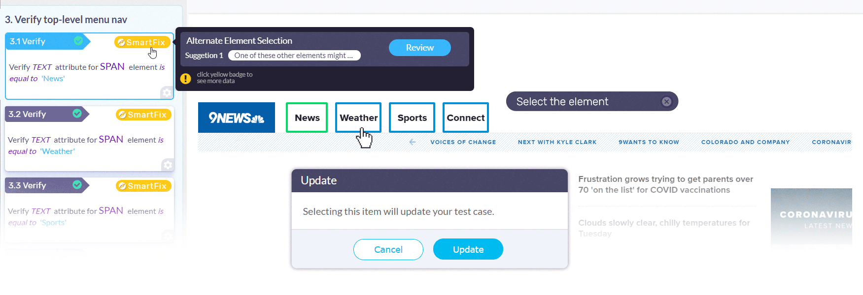 Smartfix - Element Section Suggestion Flow