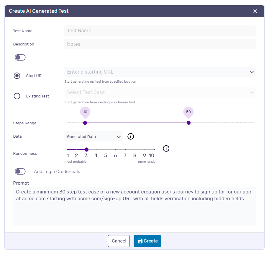 testGPT - generate workflows from prompt based on real user journeys