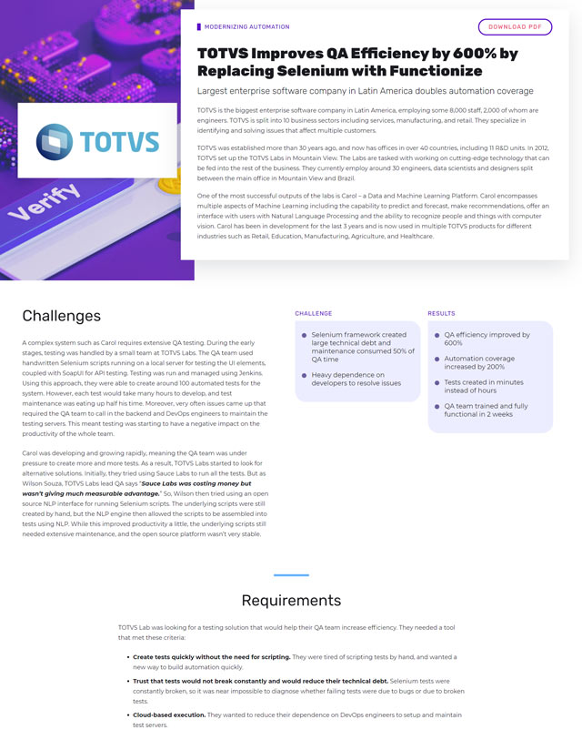 Functionize Improves QA Efficiency by 600%