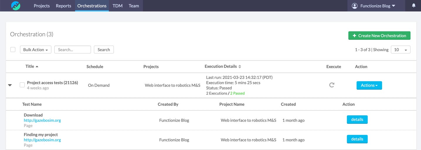 Creating my first test orchestration
