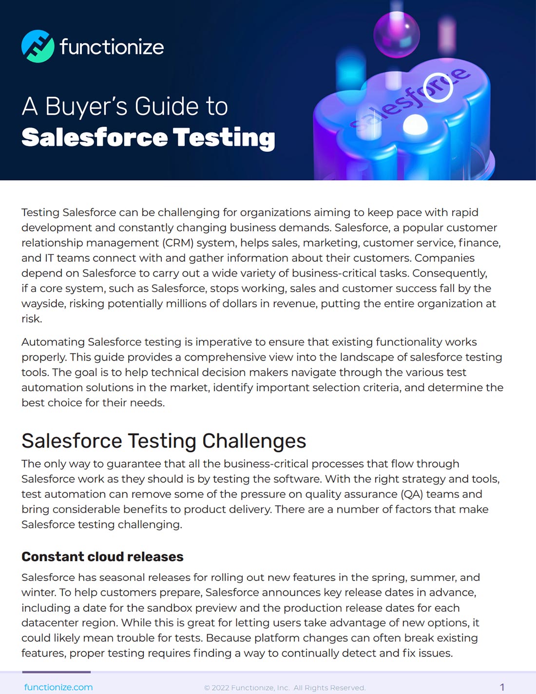 This guide helps decision makers navigate through Salesforce testing tools, identify important criteria, and determine the best choice for their needs.